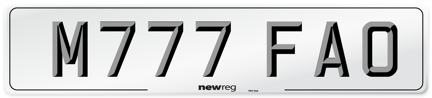 M777 FAO Number Plate from New Reg